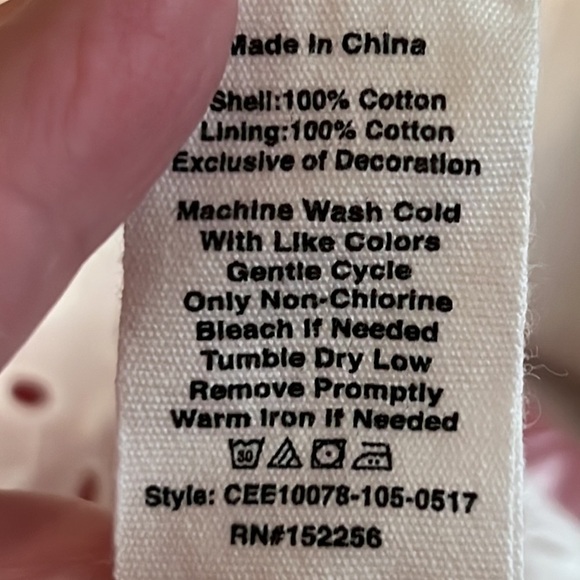 NWT Avec Les Filles | Natural Canvas Cotton Eyelet Top | XS - Picture 8 of 9